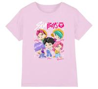 K-Pop Demon Hunters Unisex Kid's Kpop Demon Hunters-Saja Boys Chibi Poster T Shirt, Light Pink, 7-8 Jahre