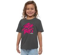 K-Pop Demon Hunters Unisex Kid's Saja Boys Pink Logo T Shirt, Black, Charcoal, 7-8 Jahre