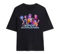 K-Pop Demon Hunters Womens Kpop Huntrix Group Ladies Oversized T-Shirt, Black, S UK