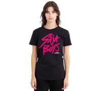 K-Pop Demon Hunters Womens Saja Boys Pink Logo Ladies Shirt, Black, Black, L UK