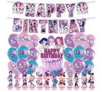 K pop Demons H-Hunters Birthday Party Decorations H-Huntr/X Figure Printed Cake Topper Cupcake Toppers Banner Balloons H-Huntrix Party Decorations Supplies for Kids Fans