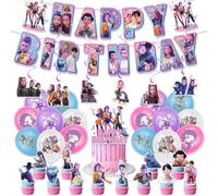 K pop Demons H-Hunters Birthday Party Decorations H-Huntr/X Figure Printed Cake Topper Cupcake Toppers Banner Balloons H-Huntrix Party Decorations Supplies for Kids Fans