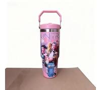 K-Pop Ghost Hunter Themed Tumbler with Cover and Straw - Travel Coffee Mug | Stainless Steel Double Wall Cup for Hot & Cold Drinks - Reusable and Leakproof, 30oz (Red)