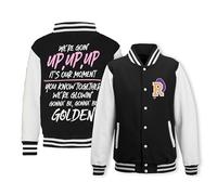 K-POP Golden Lyrics Varsity Jacket, Black and White Baseball Style, Customizable Initial Design, Premium Quality Cotton Blend, Youth Fashion Streetwear (UK, Age, 4 Years, Regular, Rumi Jacket)