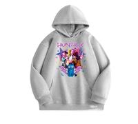 K-pop h-Hunters Boys' and Girls' Hooded Sweatshirts, Children's Anime Print Fashion Hoodies, Kids' Clothing,Grey,150cm