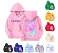 K pop Hoodies Kids Girls Anime Print Sweatshirt Vintage Y2k Pullover Hip Hop Streetwear Outfit Fashion Long Sleeve Hooded T-Shirt Jumper (Pink, 2-3 Years)