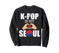 K-Pop Is My Seoul Funny Pun Korean Flag & Love Hand Sign Sweatshirt