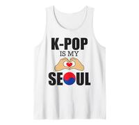 K-Pop is My Seoul Funny Pun Korean Flag & Love Hand Sign Tank Top