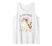 K Pop Mood Kawaii Cat Music Lover Cherry Blossom Cute Tank Top