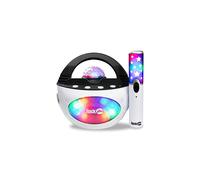 K-Pop Rechargeable Wireless 10-watt Bluetooth Karaoke Machine with Led Disco Light & Wireless Karaoke Microphone, Black