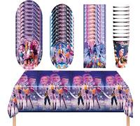 K-Pop’s Dem-ons H_Hunters Birthday Party Decorations Anime with Balloons, Happy Birthday Banner, Cake Topper for Fans (C-1)