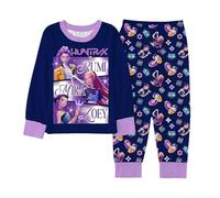 K-Pop Singer D-Demon H-Hunters Pyjamas Set Girl's Idol Group Cartoon Print Huntr/X Long Sleeve Merch Clothes Casual Sleeping Suits for Kids Ages 2-10 Blue