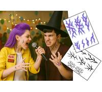 K-Pop Style Tribal Temporary Tattoos - Are You the Guardian or the Demon? 2 A5 Sheets of Black & Purple Fantasy Markings for Cosplay, Festivals & Halloween