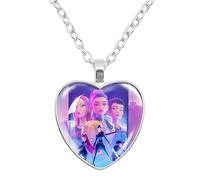 K Pops Demons H-Hunters Necklace Hun trix Ru mi Sa ja Boys De rpy Ti ger K-pop D-Demon H-Hunters Merch Heart Pendant Necklace Accessories for Fans, Halloween,Women, Girls (G)