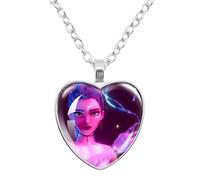 K Pops Demons H-Hunters Necklace Hun trix Ru mi Sa ja Boys De rpy Ti ger K-pop D-Demon H-Hunters Merch Heart Pendant Necklace Accessories for Fans, Women, Girls