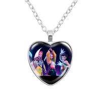 K Pops Demons H-Hunters Necklace Hun trix Ru mi Sa ja Boys De rpy Ti ger K-pop D-Demon H-Hunters Merch Heart Pendant Necklace Accessories for Fans, Halloween,Women, Girls (A)