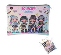 K-PopThemed Makeup Bag, BPink Inspired Makeup Pouch, Double-Sided Printing, Functional Merch Gifts for Women, Lightweight Makeup Bag for Travel, Beauty Storage and Everyday Organisation