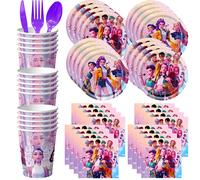 K-Ppop Demon Hunter Disposable Tableware Set Paper Cups Plates Cake Topper Birthday Supplies Favors Gift Bag Christmas 30PCS