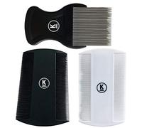 K-Pro Lice Dust and Flea Combs 3 Set of Metal and Plastic Nit Comb, Fine | Effective comb against nits, dust and fleas - 1 x metal and 2 x plastic - ideal for dogs, cats, babies and children