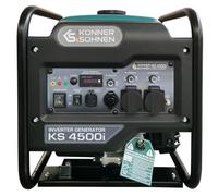 K&S Könner & Söhnen KS 4500i Petrol Inverter Generator with Maximum Power of 4500 W, USB QC 3.0, Type-C, Eco Mode, LED Display, 4-Stroke, 12V, 2×230 V Sockets, Emergency Generator