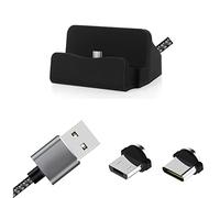 K-S-Trade Dockingstation For Motorola Moto E20 Docking Station Charging And Table Stand Support Holder Sync-Station Desk Charger Dok Compatible With Motorola Moto E20 Magnetic Connection black