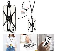 K-S-Trade Lanyard For Nokia C20 3in1 Mobile Phone Chain Cord Mobile Cellphone Cord Stand Lanyard Neck Strap Necklace Keychain Phone Ring Compatible With Nokia C20 Detachabel, Black 1x