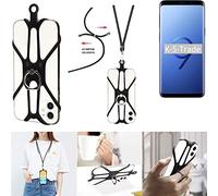 K-S-Trade Lanyard For Samsung Galaxy S9+ 3in1 Mobile Phone Chain Cord Mobile Cellphone Cord Stand Lanyard Neck Strap Necklace Keychain Phone Ring Compatible With Samsung Galaxy S9+ Detachabel, Black