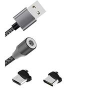 K-S-Trade Magnetic Charging Cable Sync Cable Data Cable Compatible With Nokia CO2 With USB Type C Connector And Micro USB Connector 2A Up To 480mbps black