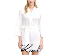 K/Signature Beach Shirt Dress- female- Karl Lagerfeld- Short Dresses- White- L- Dresses L