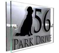 K Smart Sign | 200mm x 130mm | Personalised Dog Prestige Modern property house Dogs wall number address Any-Dog personalised plaque numbers signs fully personalised (Golden Retriever)