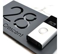 K Smart Sign | Bellissima A4 DB H31 & H32 | Matt Gray Personalised House Signs 3d Door Numbers Street Address Number Plaques | 300mm x 160mm (F31 - Left Text - Matt Dark Gray & Gloss Black)
