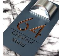 K Smart Sign Bellissima LED F31 Solar Light House Signs Door Number Plaques For Wall - Matt Grey & Copper Mirror
