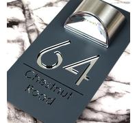 K Smart Sign | Bellissima LED F31 | Solar Light House Signs Door Number Plaques For Wall With Light Name Plaques For Outside (Matt Grey & Silvr Mirror)