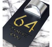 K Smart Sign | Bellissima LED F31 | Solar Light House Signs Door Number Plaques For Wall With Light Name Plaques For Outside (Matt Black & Gold Mirror)