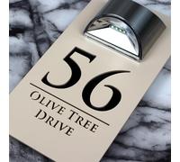 K Smart Sign | Bellissima LED F32 | Contemporary House Signs Plaques Door Numbers 1-9999 Street Name SOLAR LIGHT LED For Wall Personalised Laser Cut Mirror! (Matt Khaki Cream & Gloss Black)