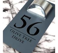 K Smart Sign | Bellissima LED F32 | Contemporary House Signs Plaques Door Numbers 1-9999 Street Name SOLAR LIGHT LED For Wall Personalised Laser Cut Mirror! (Matt Gray & Gloss Black)