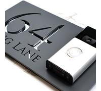 K Smart Sign | Bellissima Video Doorbell house sign door number plaques for Nest Ring Wifi doorbell plate mount | Dark Matt Gray - Silver Chrome Mirror | Classic Style | 300mm x 160mm
