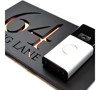 K Smart Sign | Bellissima Video Doorbell house sign door number plaques for Nest Ring Wifi doorbell plate mount | Matt Black - Copper Mirror | Classic Style | 300mm x 160mm