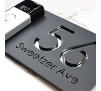 K Smart Sign | Bellissima Video Doorbell house sign for Nest Ring Wifi door bell | Dark Gray - Silver Chrome Mirror | Contemporary | 300mm x 160mm