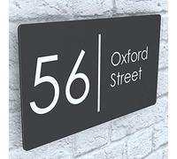 K Smart Sign | Exalted | EXA4-C-H2-27W-A | Composite Aluminium Anthracite Gray Floating House Sign Plaque Number | 280mm x 160mm