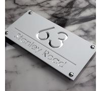 K SMART SIGN | LUXE H3 F31 | House Numbers Plaques House Numbers Door Signs House Number For Wall Name Plaques For Outside 3D Laser Cut acrylic Mirrored Marble (Matt White & Silver Mirror)
