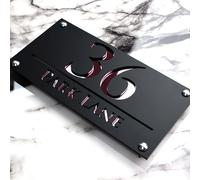 K SMART SIGN | LUXE H3 F32 | House Numbers Plaques House Numbers Door Laser Signs Number Name Personalised Plaques For Outside 3D Laser Cut acrylic Mirrored Marble (Matt Black & Rose Gold Mirror)
