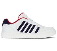 K-Swiss Court Palisades - Shoes for Men and Women - Vintage Tennis Style High Comfort - Cup Sole, Leather Upper, Lacing - Colour - Size, Peacoat White, 7.5 UK