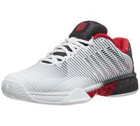 K-Swiss Men's Hypercourt Express 2 Tennis Shoe, Bright White/Stretch Limo/High Risk Red, 11 UK
