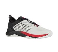 K-Swiss Men's Hypercourt Supreme 2 Tennis Shoe, Bright White/Stretch Limo/High Risk Red, 10.5