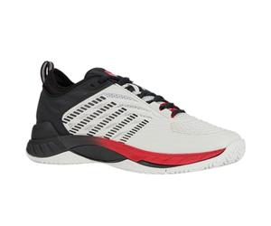 K-Swiss Men's Hypercourt Supreme 2 Tennis Shoe, Bright White/Stretch Limo/High Risk Red, 10.5