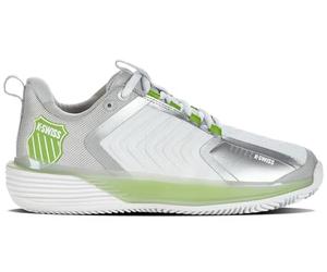 K-Swiss Performance Ultrashot 3 HB, Tennis Shoes, White/Gray Violet/Lime Green,