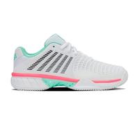 K-Swiss Tennis Women's Express Light 3 Clay Tennis Shoes, White/Neon Mint/Neon Pastel Pi, 4