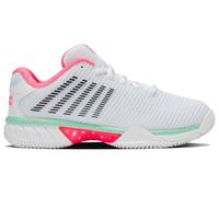 K-Swiss Women's Hypercourt Express 2 Clay Tennis Shoe, White/Neon Pastel Pink/Black, 9 UK