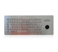 K-TEK-A361-DHP-FN-BL-DWP Stainless Steel Industrial Keyboard with Hula Pointer, IP65 Waterproof Vandal Proof, Top Panel Mount, 86 Keys with Backlight USB, Industrial, Mining, Bank Kiosk, Medical